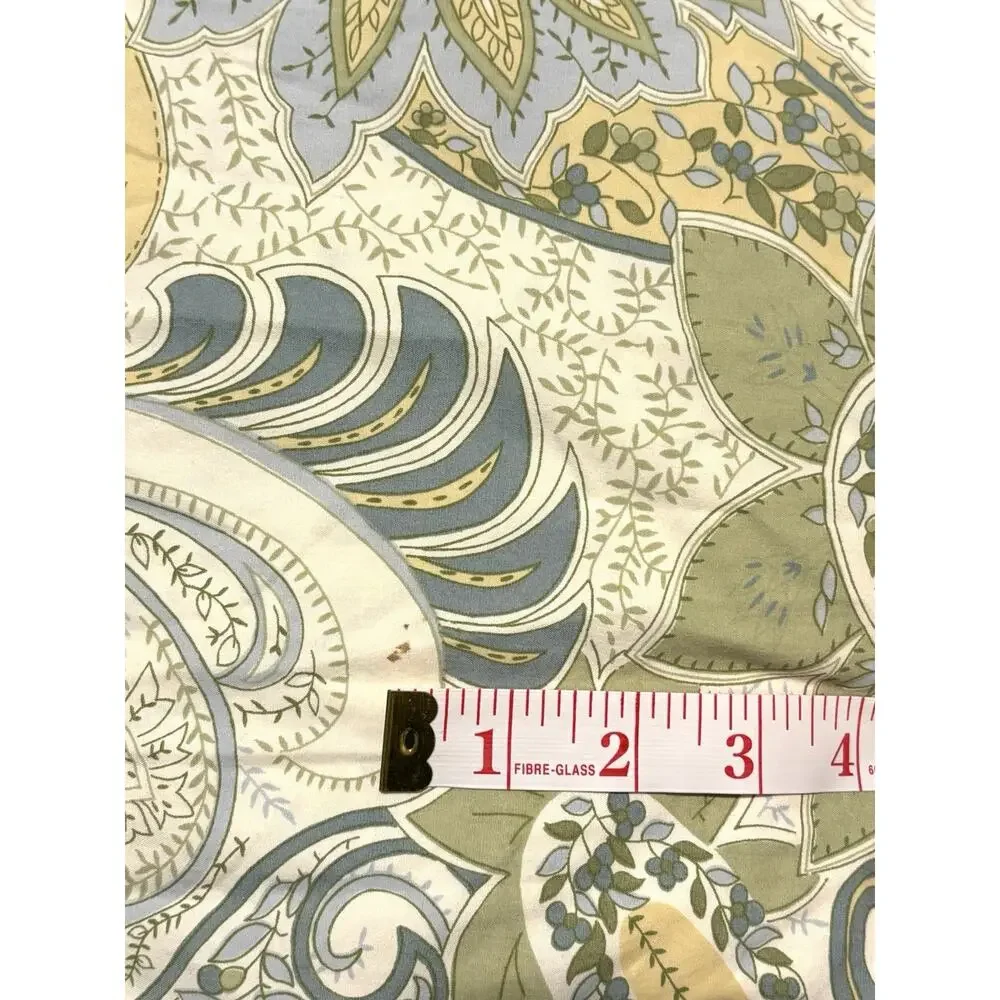 Vintage Pottery Barn Paisley Duvet Cover Euro Shams Full Queen Green Yellow Blue